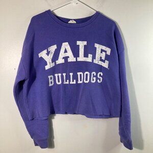 Womens Yale University Bulldogs Cropped Sweatshirt Purple XL Cotton Polyester So